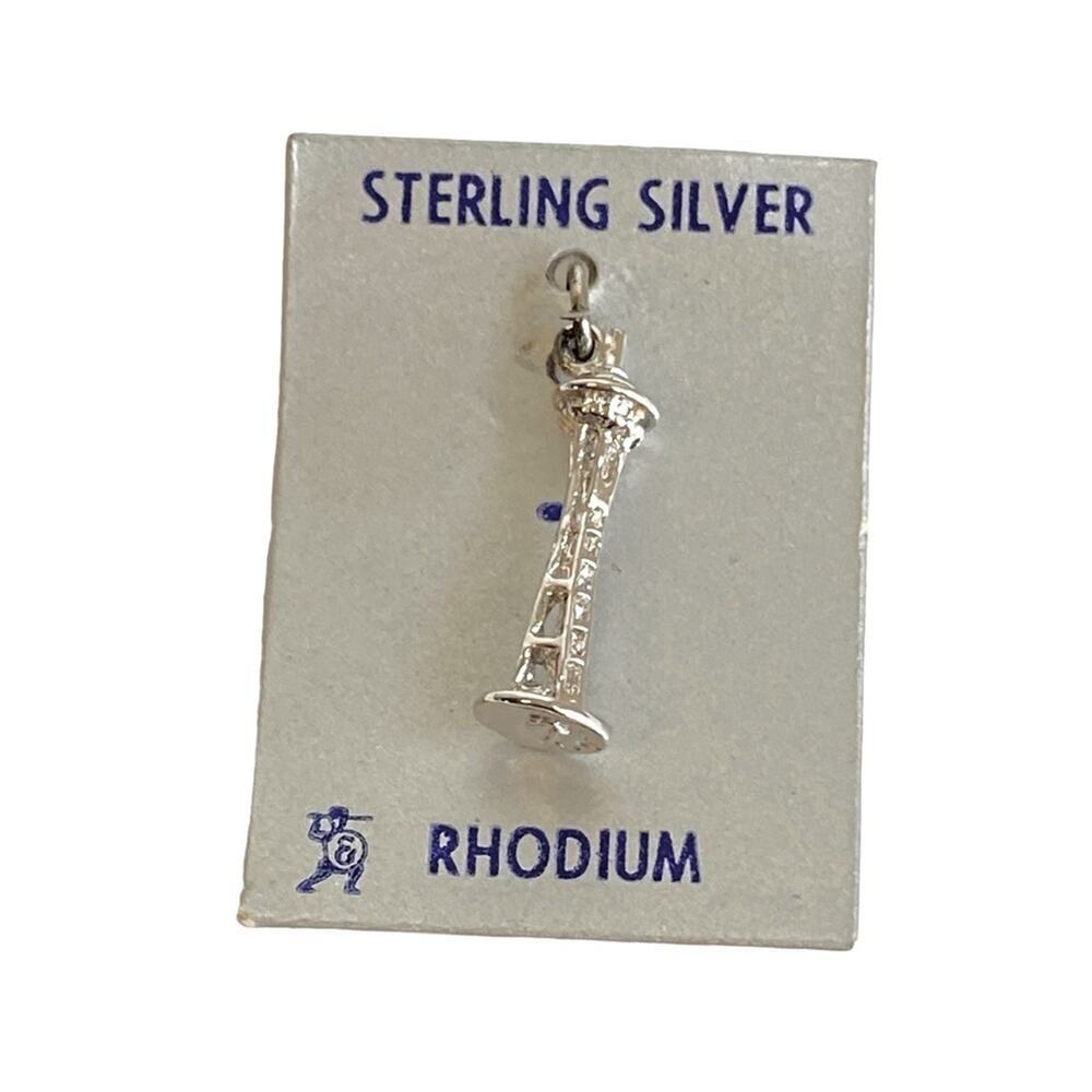 Vintage Sterling Silver Space Needle Charm Seattle Pendant Tiny Dainty New NWT